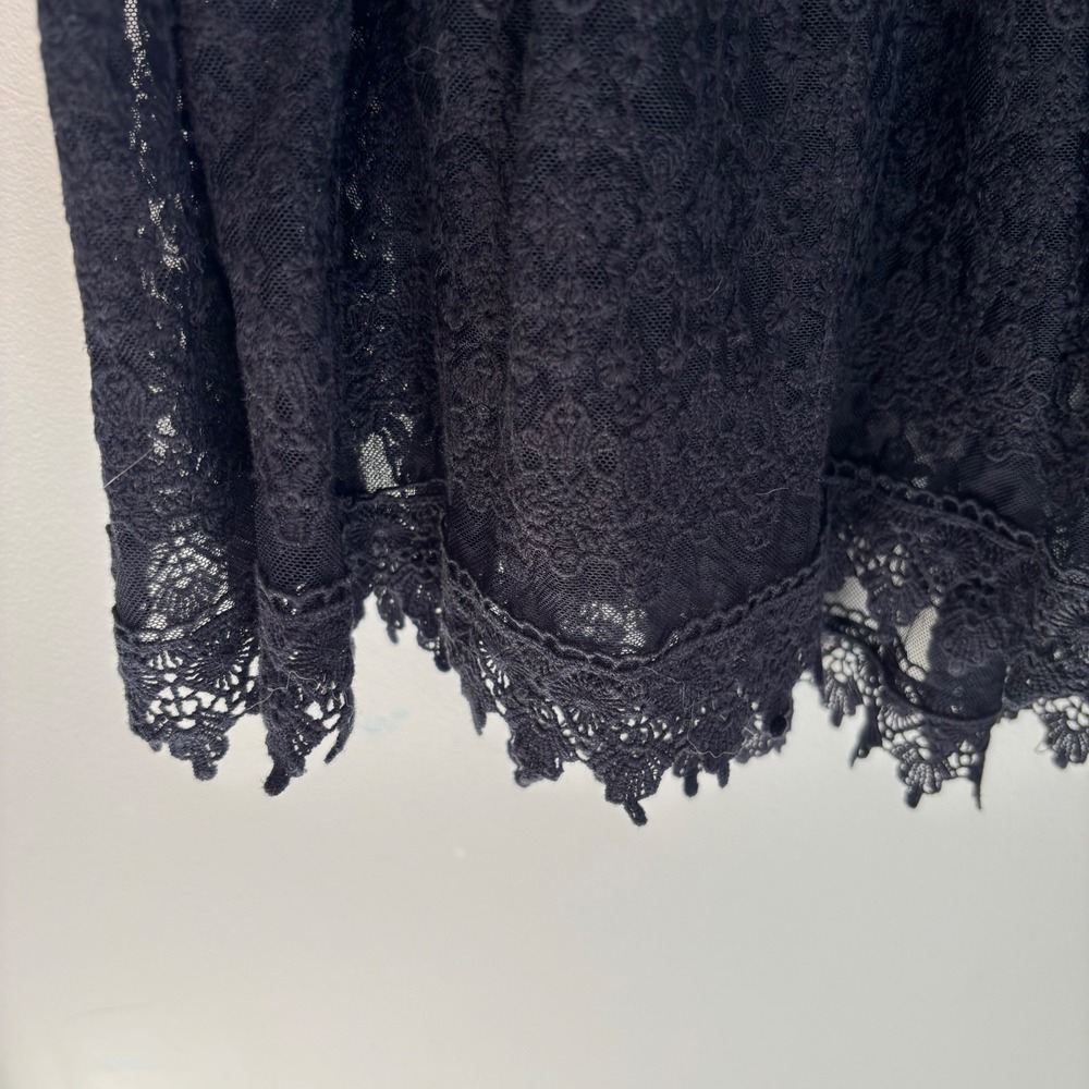 Torrid Black Lace Midi Skirt Plus Size 1 1X 14-16 Elastic Waist Eyelash Hem NEW - Picture 8 of 9